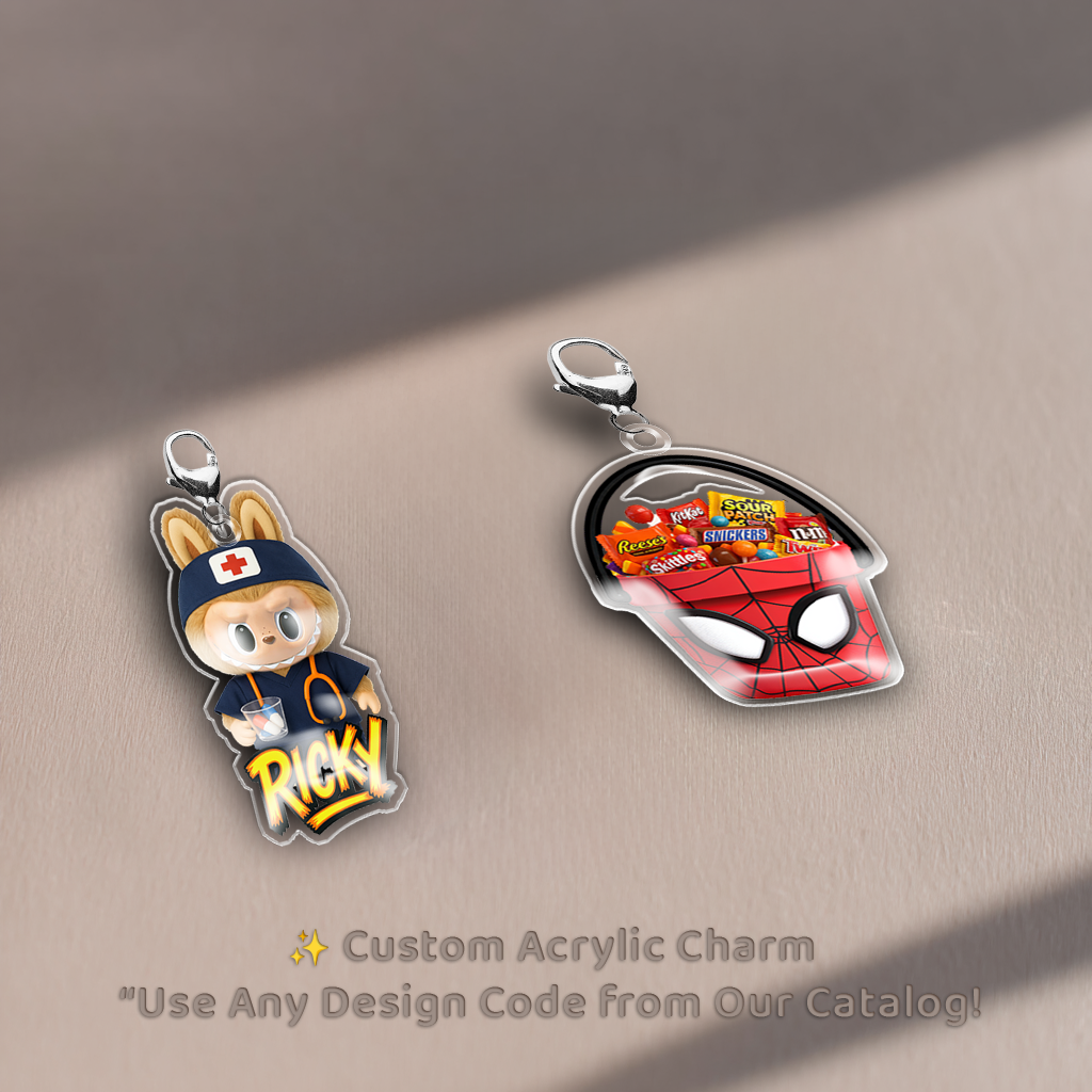 Custom Badge Charm – Personalized Acrylic Keychain or Lanyard Charm