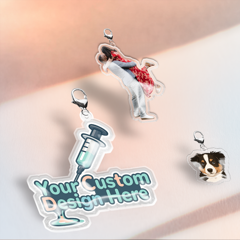 Custom Badge Charm – Personalized Acrylic Keychain or Lanyard Charm